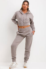 crop zip up hoodie and joggers tracksuit co ord set