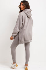 womens hoodie and leggings co ord set dove grey