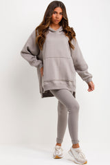 womens loungewear oversized hoodie and ribbed leggings two piece casual outfit set styledup