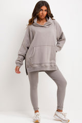 womens hoodie and rib high waist leggings co ord set