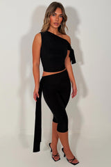 asymmetric neckline top and capri pants two piece co ord set styledup 