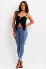 going out split front ring detail crop top