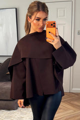 womens cape coat with scarf brown poncho zara 