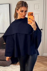 womens cape coat with scarf navy poncho zara 