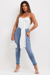 going out white bodysuit top