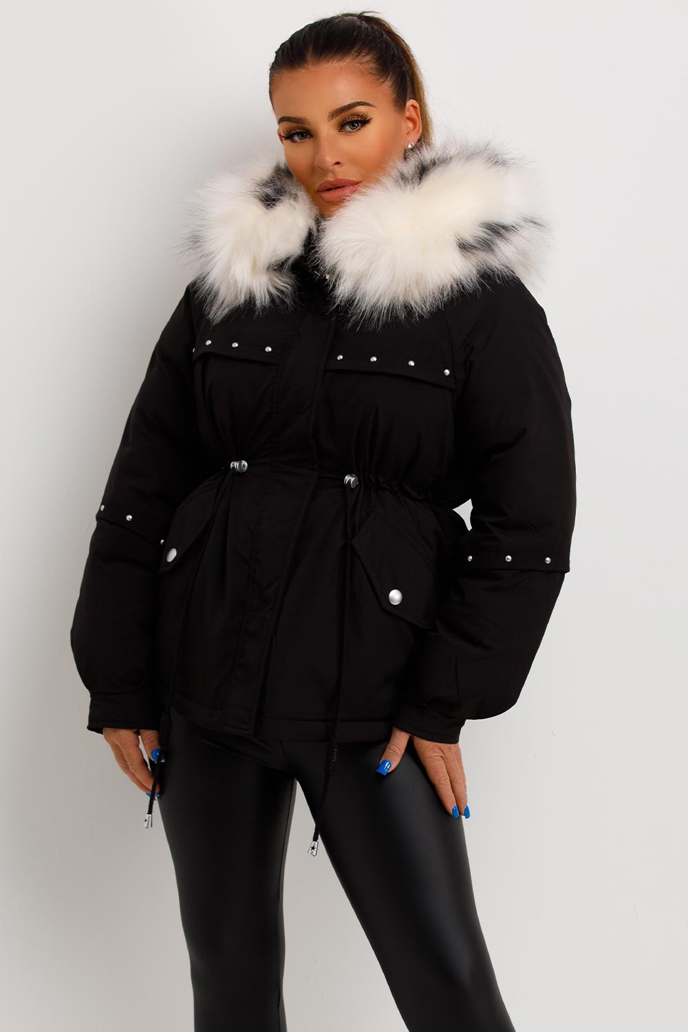 coat with fur hood womens uk
