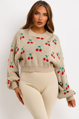 cherry knitted crop jumper