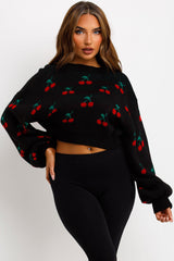 cherry knitted crop jumper