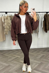 zara womens elasticated hem hooded jacket with long sleeves uk