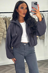 elastic hem hooded jacket zara womens