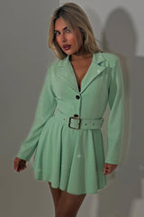 diamante rhinestone long sleeve blazer playsuit with belt going out occasion outfit styledup fashion uk