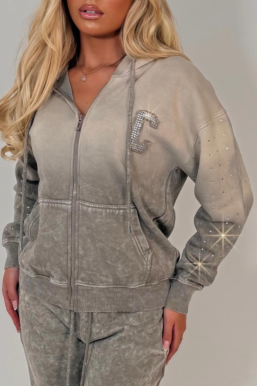 sparkly diamante rhinetsone hoodie and joggers tracksuit co ord for womens styledup uk