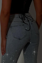 diamante rhinestone relaxed oversize denim blue jeans womens uk