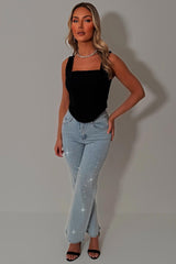 diamante rhinestone relaxed oversize jeans womens uk