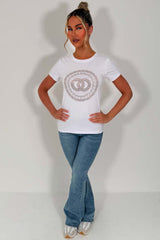 diamante rhinestone white baby tee shirt styledup fashion