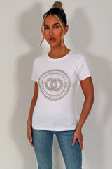 diamante rhinestone white baby tee shirt styledup fashion