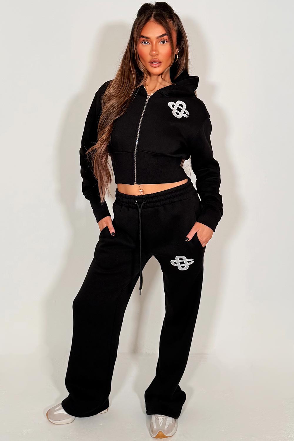 womens crop corset hoodie and joggers casual loungewear co ord set airport outfit styledup