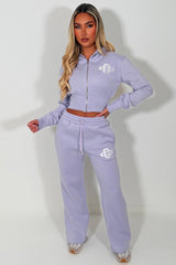 womens crop corset hoodie and joggers tracksuit set airport outfit styledup
