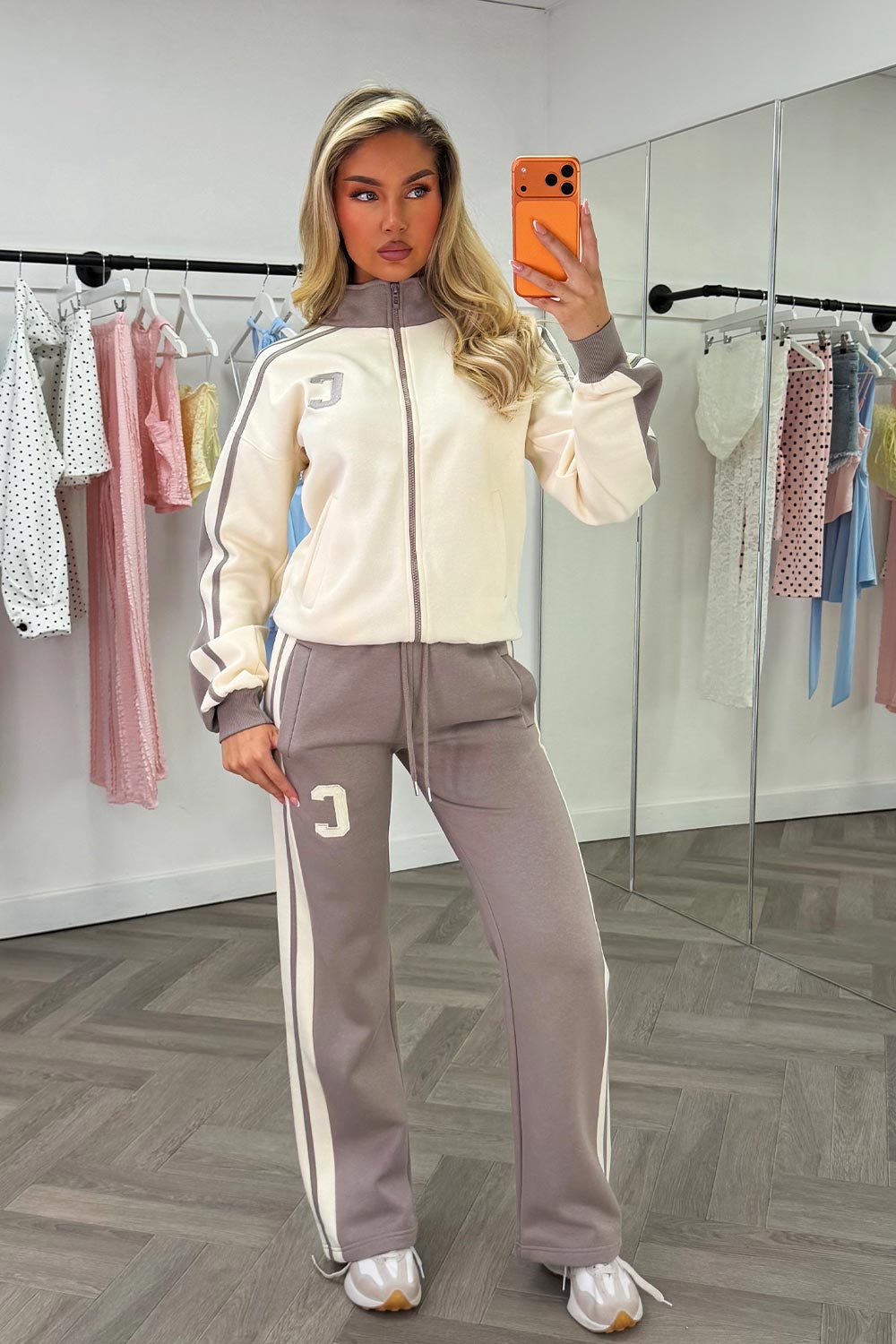 womens zip up tracksuit lounge set airport outfit styledup