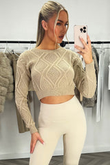 ladies cropped cable knit jumper