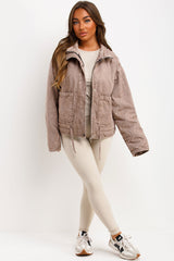 zara womens long sleeve quilted padded jacket with front pockets styledup