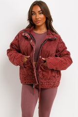 womens long sleeve quilted jacket with front pockets zara uk 
