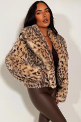 faux fur animal print fur jacket with collar styled up zara uk