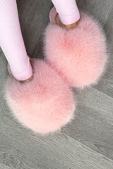 Faux Fur Fluffy Slippers Pink