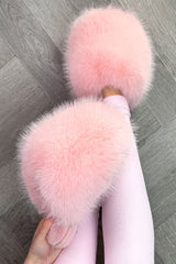 Faux Fur Fluffy Slippers Pink