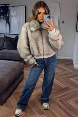 fur jacket for winter beige 