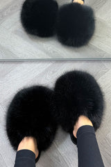 faux fur fluffy slippers grey womens styled up