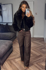 brown fur jacket women uk