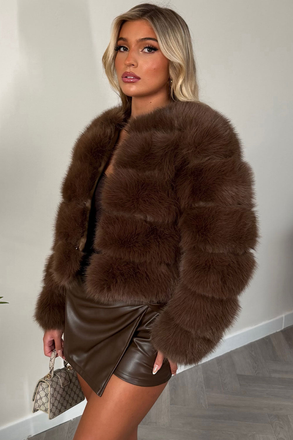 brown fur jacket styledup uk 