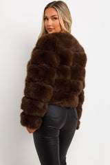 faux fur bubble coat cropped