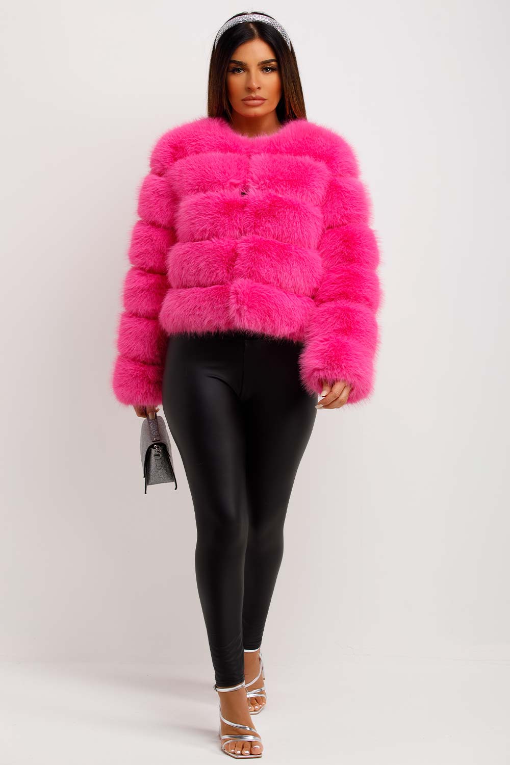 womens fur coat cropped