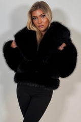womens winter faux fur coat black