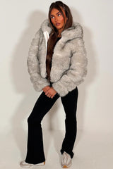 faux fur jacket with hood womens outerwear 