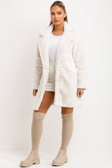 womens fur coat with collar and belt sale