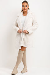 womens fur coat with collar and belt sale