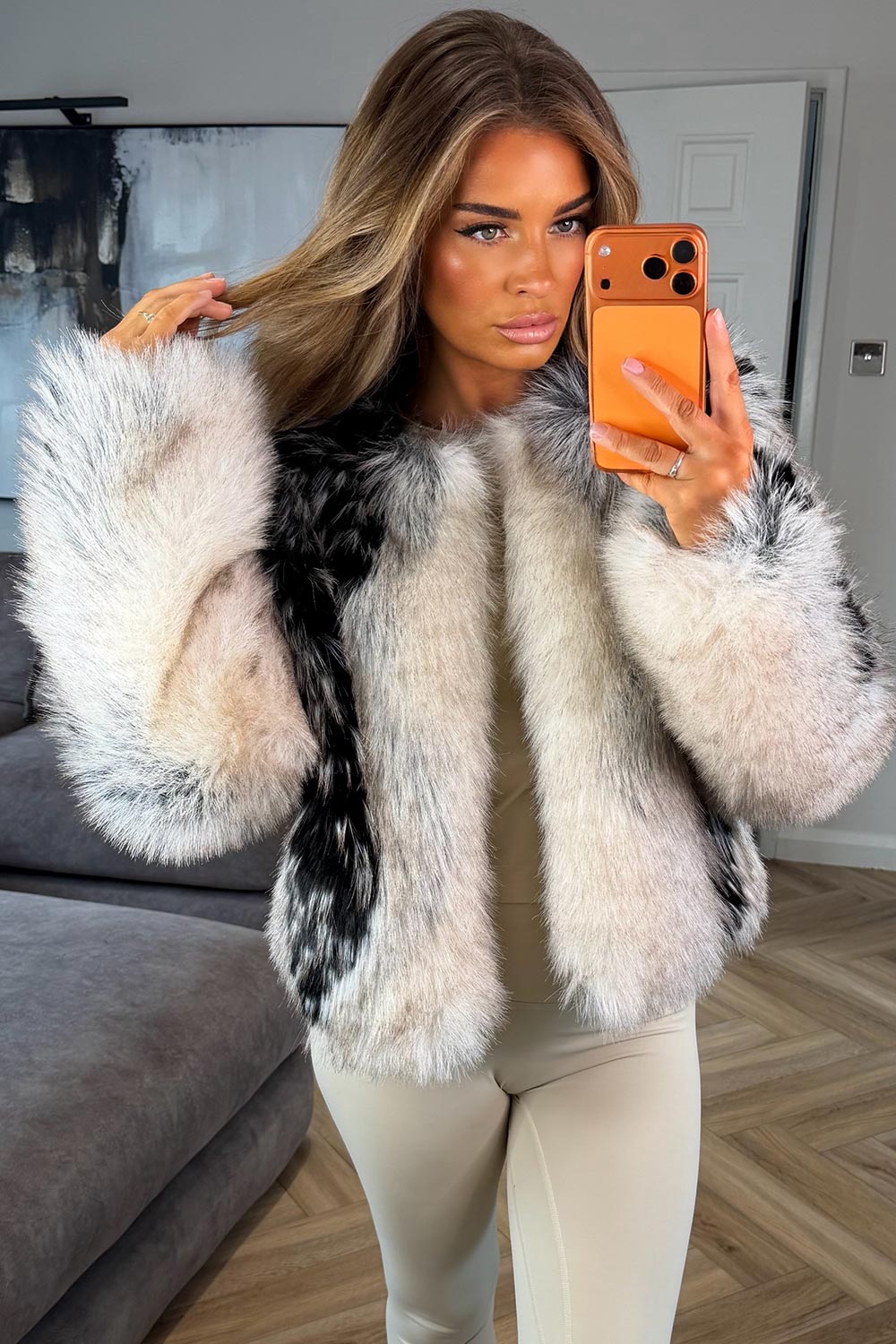 faux fur contrast long sleeve coat for womens styledup trendy outerwear uk 