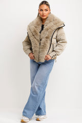 faux fur trim faux fur collar puffer coat womens