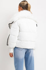 faux fur trim faux fur collar puffer coat womens