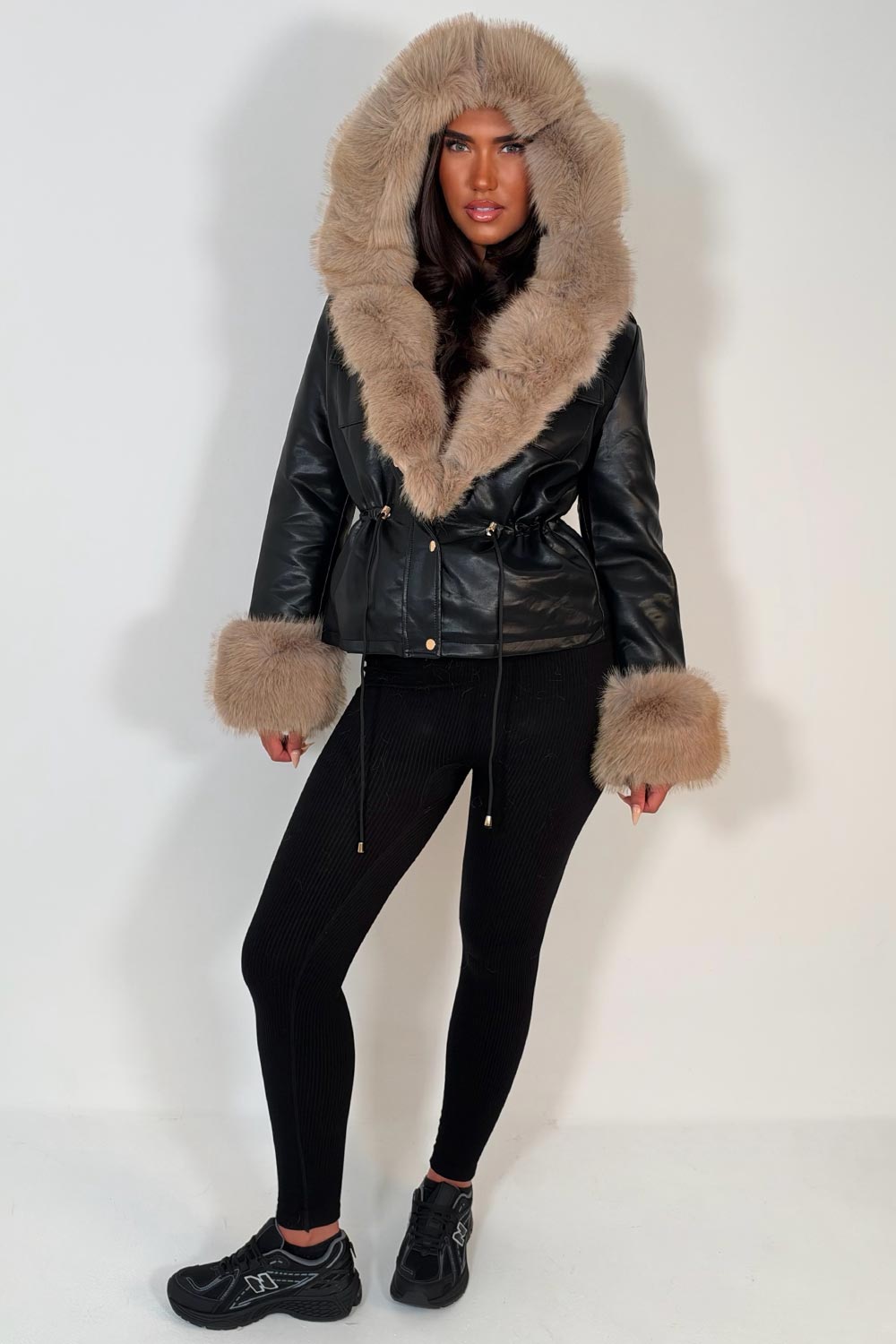 womens faux fur faux leather jacket for christmas markets uk styledup