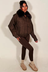 womens suede jacket with fur collar styledup 