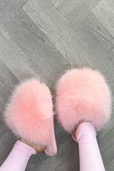 Faux Fur Fluffy Slippers Pink