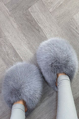 womens fluffy faux fur slippers styled up