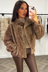 funnel neck faux fur jacket zara womens
