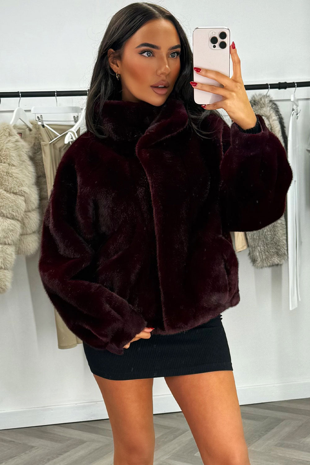 funnel neck faux fur jacket zara womens