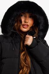 womens styledup puffer jacket black