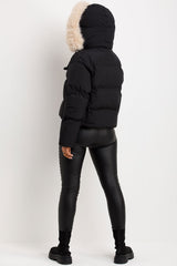 canada goose padded puffer jacket with fur hood womens